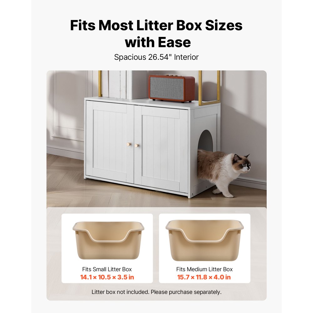 VEVOR Kattenkast, 700x450x1245 mm, Kattenbak met Metalen Poten en 2-laags Opbergplanken, Kattenbakkast, Kattenhuis, Past op de meeste kattenbakken, voor de Woonkamer