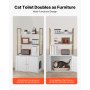 VEVOR Cat Litter Box Enclosure Furniture, 70 cm Hidden Litter Box Cabinet with Metal Legs & 2-Tier Storage Shelves, Waterproof Cat Washroom Cat House, Fit Most of Litterbox, for Living Room