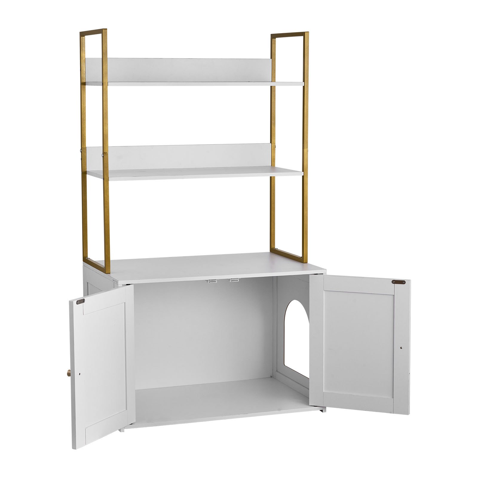 VEVOR Kattenkast, 700x450x1245 mm, Kattenbak met Metalen Poten en 2-laags Opbergplanken, Kattenbakkast, Kattenhuis, Past op de meeste kattenbakken, voor de Woonkamer