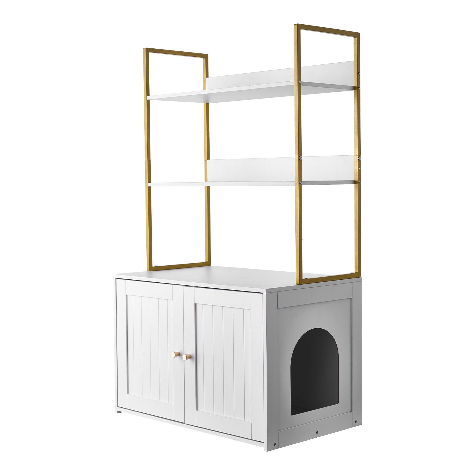 VEVOR Kattenkast, 700x450x1245 mm, Kattenbak met Metalen Poten en 2-laags Opbergplanken, Kattenbakkast, Kattenhuis, Past op de meeste kattenbakken, voor de Woonkamer
