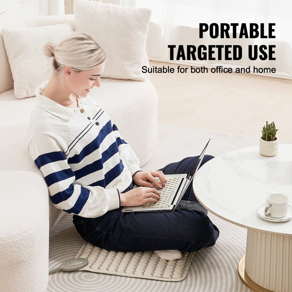 VEVOR Far Infrared Heating Pad, Amethyst Gemstones Heating Mat with Negative Ions, 103-159℉ Hot Gemstone Therapy Mat with 0-720 Min Timer for Back Hip Pain Relief (18 x 18-inch)