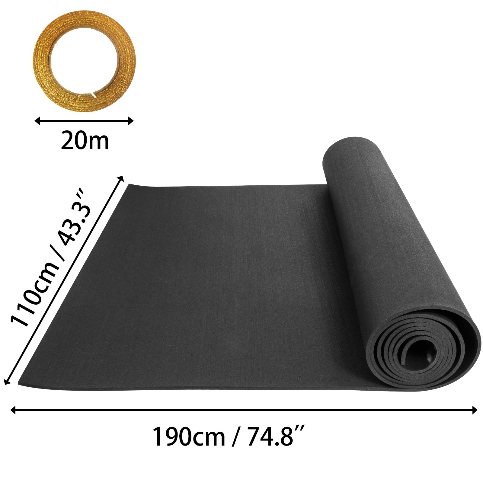 3.6x6.2ft 9.5mm rubberen mat op maat gesneden vloermat Trainingsmat Zwart Duurzaam