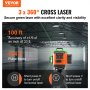 VEVOR cross line laser 30m laser level self-leveling line laser 520nm ± 10nm laser wavelength construction laser ± 0.28cm at 10m cross laser ± 3° 8 hours continuous working time incl. lithium battery Type-C cable