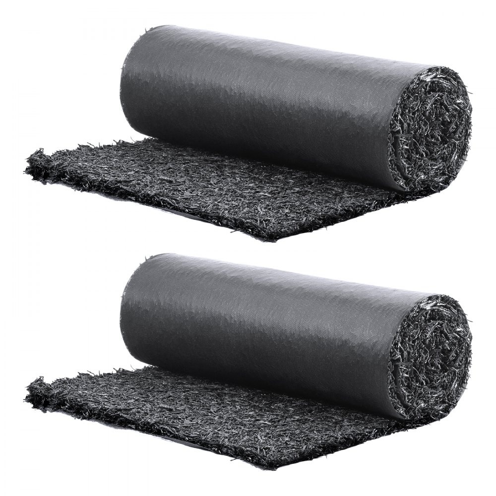 VEVOR Rubber Mulch Set van 2, Rubber Mulch Mat 2,44 x 0,56 m, Permanent Rubberen Pad, Zwarte Mulch Tuinrand voor Planten, Groenten en Bloemen, Onkruidbestrijdingsdoek Tuinvlies Tuinafscheiding
