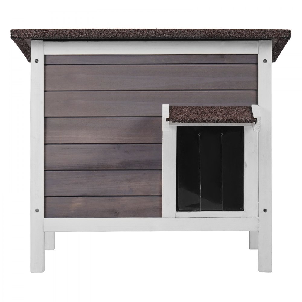 VEVOR Outdoor Cat House Weatherproof, Feral Cat Shelter for Multiple Cats, Outdoor Wooden Cat Rabbit House with All-Round Foam Insulated, Open Roof, PVC Door Flaps, 24"L x 20"W x 21"H