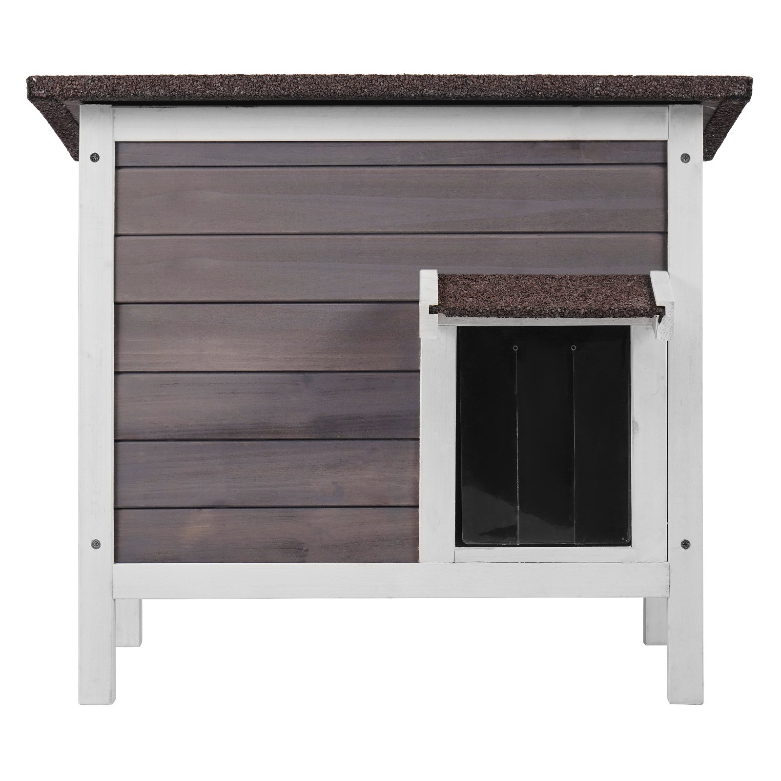 VEVOR Outdoor Cat House Weatherproof, Feral Cat Shelter for Multiple Cats, Outdoor Wooden Cat Rabbit House with All-Round Foam Insulated, Open Roof, PVC Door Flaps, 24"L x 20"W x 21"H