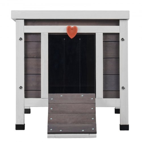 VEVOR Outdoor Kattenhuis Weerbestendig, Wilde Kattenopvang voor meerdere katten, Buiten Houten Kat Konijnenhuis met PVC Deurkleppen en Open Dak, 50 cm L x 47 cm B x 47 cm H