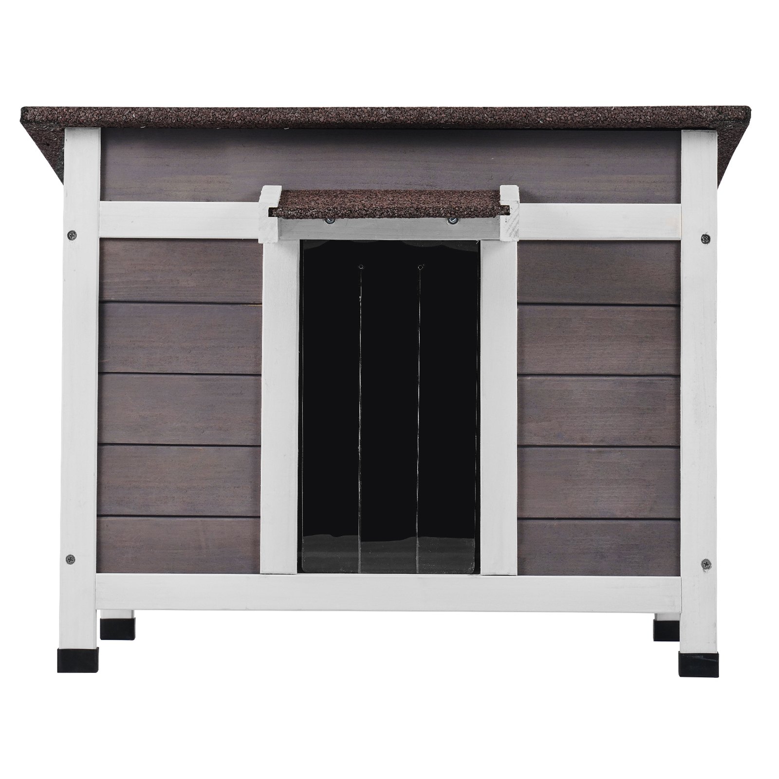 VEVOR Outdoor Cat House Weatherproof, Feral Cat Shelter for Multiple Cats, Outdoor Wooden Cat Rabbit House with a Window, Open Roof and PVC Door Flaps, 24"L x 21"W x 18"H