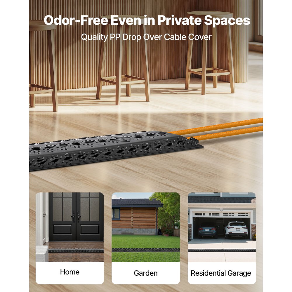 VEVOR 975 mm kabelbeschermer, 7938 kg/as draagvermogen, robuuste PP-overrijbeveiliging, struikelbeveiliging, vloerbedekking, voor ruimtes met hoge drempels, thuis, kantoor, magazijn, 1 verpakking