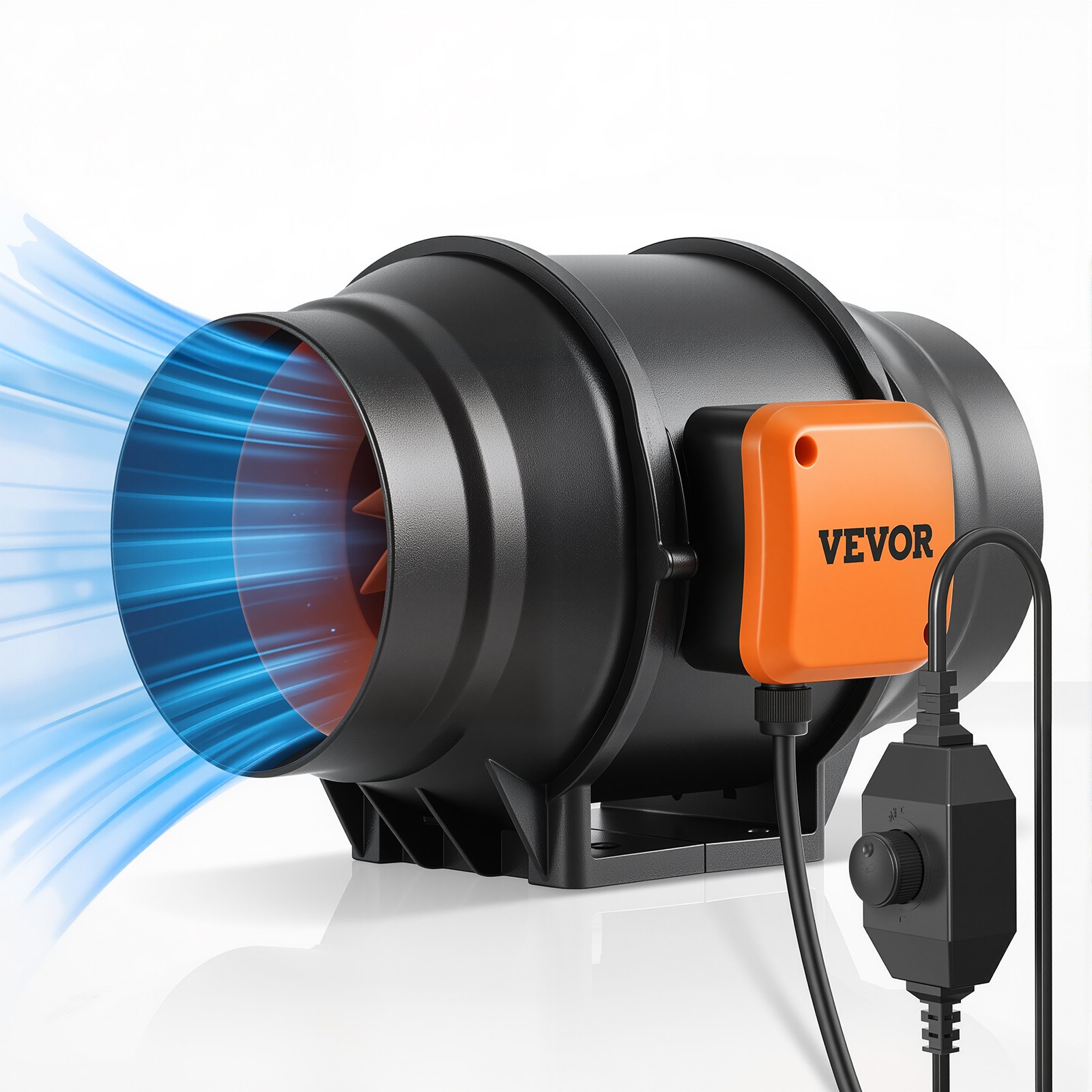 VEVOR Inline Duct Fan, 152.4mm 323.7 CFM with Variable Speed Controller, Quiet AC-motor Ventilation Exhaust Fan for Cooling Booster, Grow Tents, Hydroponics