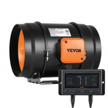 VEVOR Inline Kanaalventilator, 8 inch 807 CFM met temperatuur- en vochtigheidsregelaar, stille EC-motor, ventilatieventilator voor koelboosters, kweektenten en hydrocultuur.