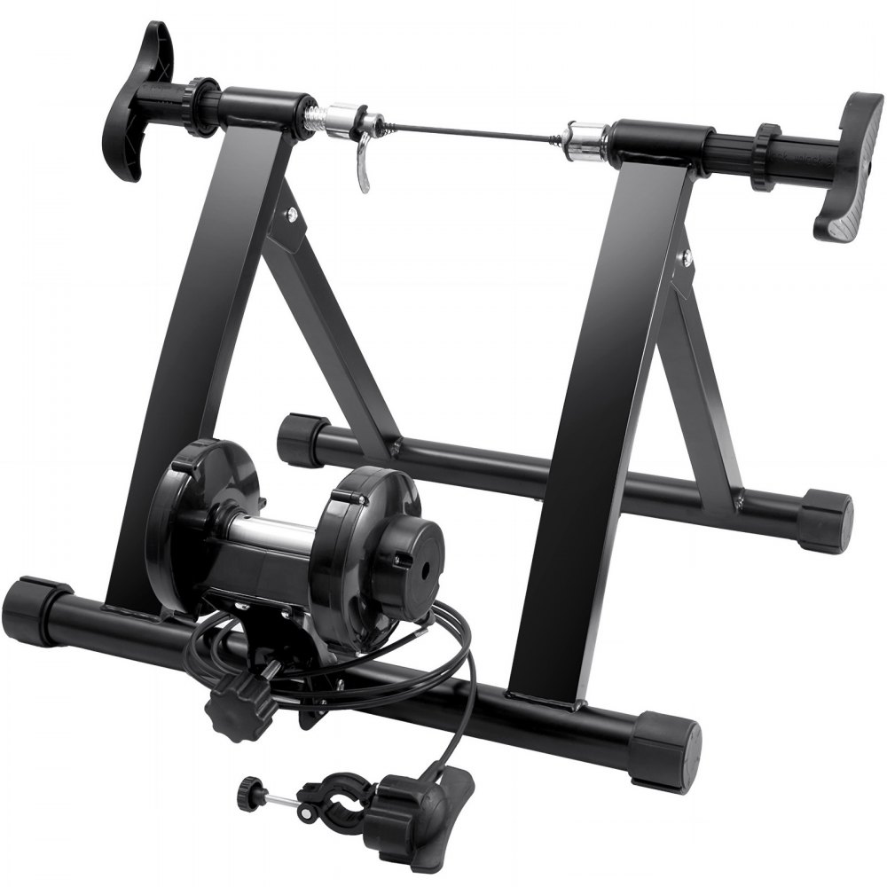 VEVOR Bike Trainer Stand, Magnetic Stationary Bike Stand for 26"-29" Wheels, 8 Resistance Settings, Low Noise Motor, Protable for Indoor Riding Exercise, with Quick-Release Lever & Front Wheel Riser