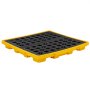 VEVOR Spill Containment Pallet, 4 Drum Low Profile Spill Containment Modular Platform, 31 Gallon Sump, 8818 lbs Load Capacity, Heavy-Duty Polyethylene Tray with Drain, 51.4" x 50.4" x 5.9", Yellow