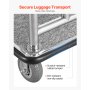 VEVOR Hotelbagagewagen, capaciteit 340 kg, platformwagen met afneembaar voorframe, valetparkeerwagen met tapijtvloer en 15 cm rubberen wielen, ideaal voor hotels, appartementencomplexen en resorts