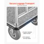 VEVOR Hotelbagagewagen, capaciteit 544 kg, hoteltrolley, piccolowagen, bagagewagen, valetwagen met grijs tapijt en 20 cm rubberen wielen, ideaal voor hotels, appartementencomplexen, resorts, zilver