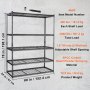 VEVOR Storage Shelving Unit, 5-Tier Adjustable, 2000 lbs Capacity, Heavy Duty Garage Shelves Metal Organizer Wire Rack, Black, 60" L x 24" W x 78" H for Kitchen Pantry Basement Bathroom Laundry Closet