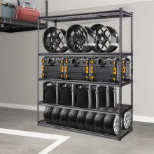 VEVOR opbergrek 5 niveaus verstelbaar 2000lb capaciteit garageplanken metalen organisator draadplank zwart 60" x 24" x 78" voor keuken, bijkeuken kelder badkamer waskast