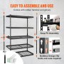 VEVOR Opbergrek, 5 niveaus verstelbaar Garageplanken met een capaciteit van 2000 lb Metalen organisator Draadplank Zwart 48" x 24" x 72" voor Keuken Pantry Kelder Badkamer Linnenkast
