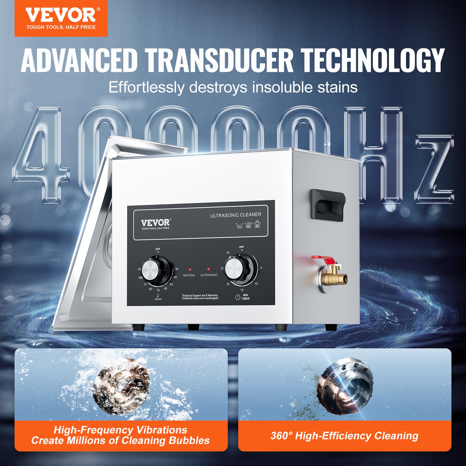 VEVOR 10L ultrasoonreiniger met verwarmingstimer en mand, professionele digitale sonische cavitatiemachine, 240W reinigingsmachine voor laboratoriumgereedschappen, metalen onderdelen, carburateurs, messing, auto-onderdelen en motoronderdelen.