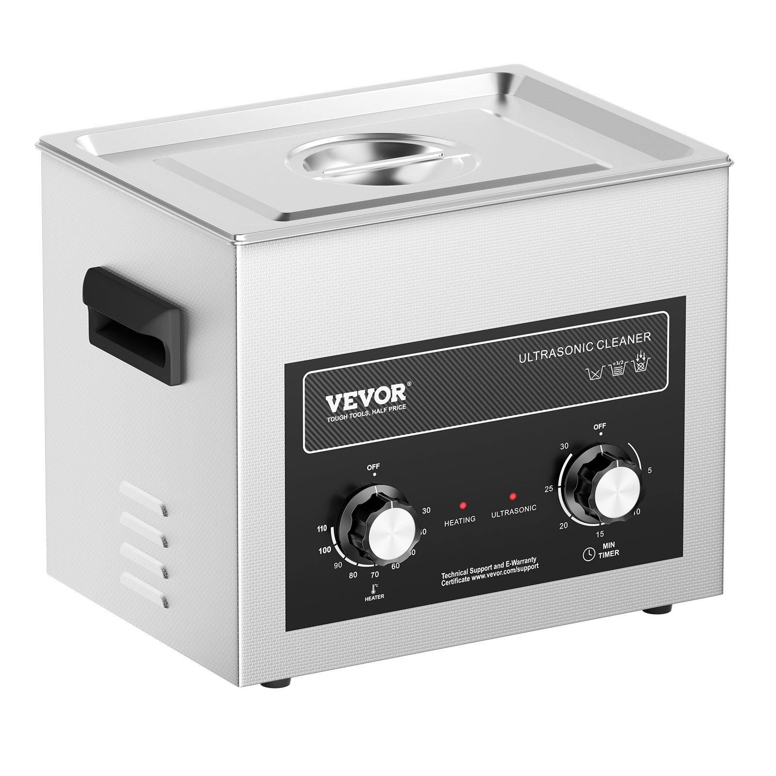 VEVOR 10L ultrasoonreiniger met verwarmingstimer en mand, professionele digitale sonische cavitatiemachine, 240W reinigingsmachine voor laboratoriumgereedschappen, metalen onderdelen, carburateurs, messing, auto-onderdelen en motoronderdelen.
