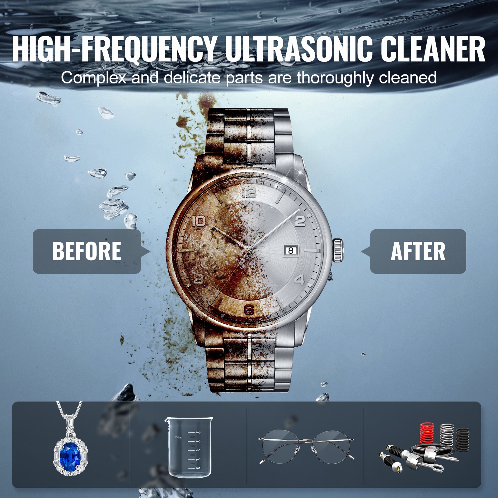 VEVOR 30L ultrasoonreiniger met verwarmingstimer en mand, professionele digitale sonische cavitatiemachine, 360W reinigingsmachine voor laboratoriumgereedschappen, metalen onderdelen, carburateurs, messing, auto-onderdelen