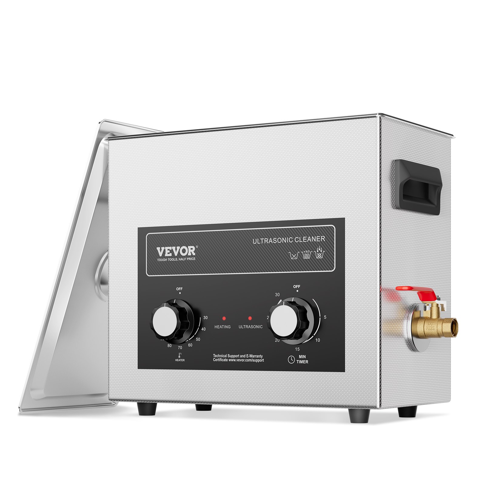 VEVOR Ultrasoonreiniger met verwarmingstimer en mand 6 L Professionele digitale sonische cavitatiemachine, 180 W Reinigingsmachine voor horloge-instrumenten Brillen Munten Metalen onderdelen Gereedschap