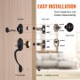 VEVOR Front Door Handle and Deadbolt Set, Matte Black Front Door Lock Set with Interior Knob,  Adjustable Hole Spacing Single Cylinder Handleset, for Right and Left Handed Entrance and Front Door
