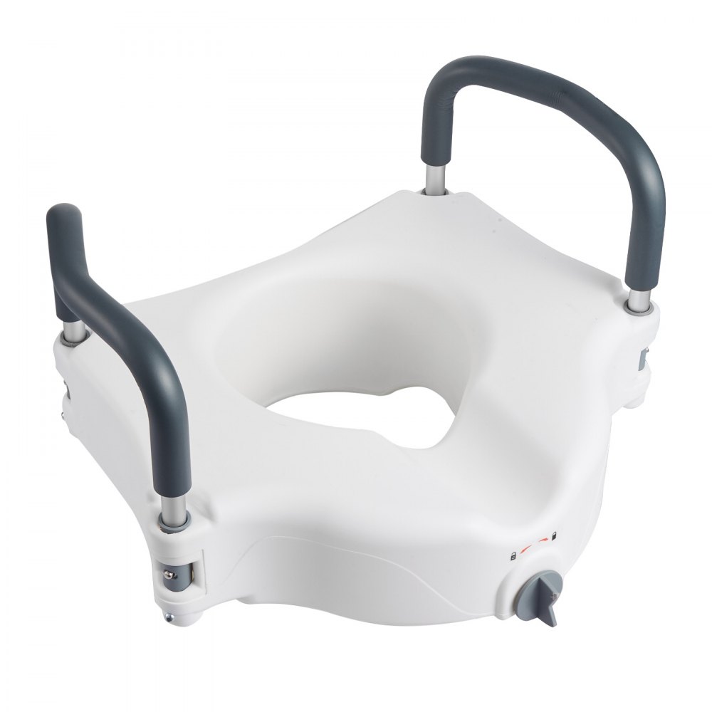 VEVOR toiletbrilverhoger met gewatteerde armleuningen, een draagvermogen van 136 kg en een hefhoogte van 127 mm. Deze verhoogde toiletbril is geschikt voor ouderen, senioren, mensen met een beperking en zwangere vrouwen.