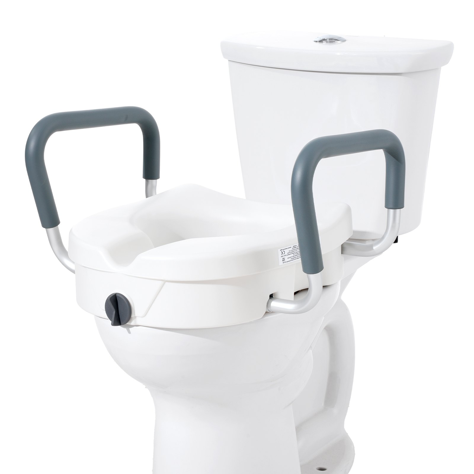 VEVOR Toiletverhoger voor senioren 127 mm, Verstelbare verhoogde toiletzitting, Toiletverhoger voor senioren, Verhoogde toiletzitting met handgreep, Witte toiletverhoger