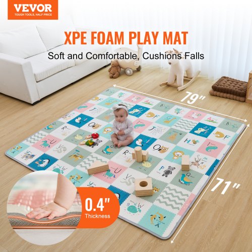 Babyspeelmat 2 cm dik vloerkleed, 200 x 300 cm, tapijt met antislip