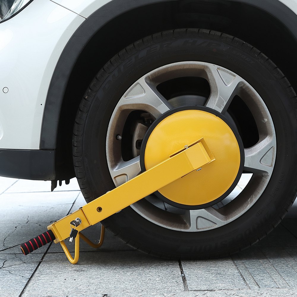 VEVOR Wielklem Autoklem 1 Stuk Bandenslot, Geschikt voor Wieldiameters van 160-380 mm Antidiefstal, Aanhangwagenwielklem met 30 cm zuignap, Parkeerklem voor Auto's, Vrachtwagens, SUV's, Campers, Boten Geel