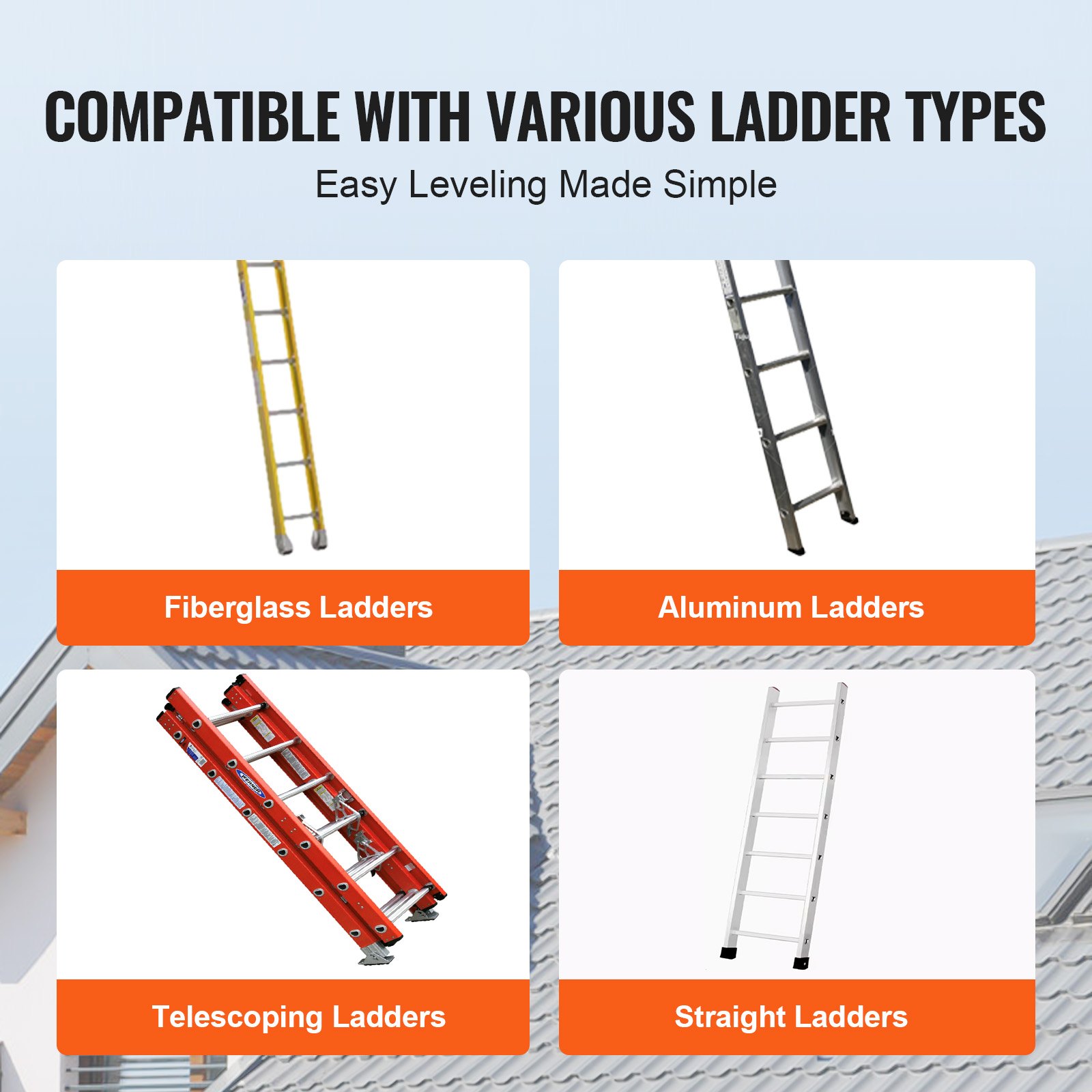 VEVOR Ladder Leveler, 380 lbs laadvermogen PP Ladder Leveling Tool, Stijgkegel, Trapladder Stabilisator met Opslag, Gebruiksvriendelijk Stabiel Platform voor Alle Oppervlakken, Uitschuifbare Ladder Accessoire voor Oneffen Vloeren