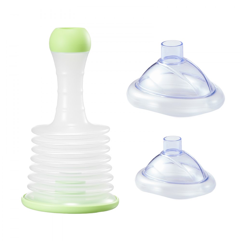 VEVOR Choking Rescue Device, Portable Airway Clear Anti Choking Suction Device with 2 Multi-size Masks and 1 Storage Bag, First Aid Kit for Removing Blocked Objects, for Home, School, Travel