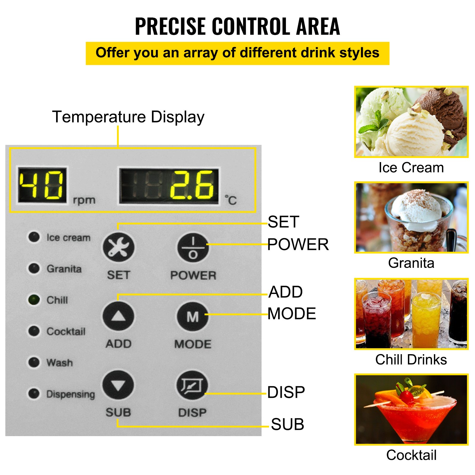 VEVOR Frozen Drink Machine 650W Commerciële Slush Machine 6L Margarita Machine Gemaakt van Roestvrij Staal en PVC met een Beknopt Bedieningspaneel voor Dessertwinkels en Andere Plaatsen met Hoge Eisen
