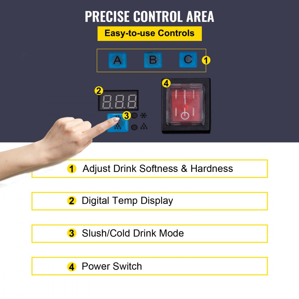 VEVOR Frozen Drink Slush Machine Roestvrij Staal + PC, Ice Slush Machine 1 * 12 L, Slush Frozen Drink Maker 85-130 V, Cooling Slushie Juice Making 500 W, voor Hotels, Bars, Winkelstraten, Snackbars
