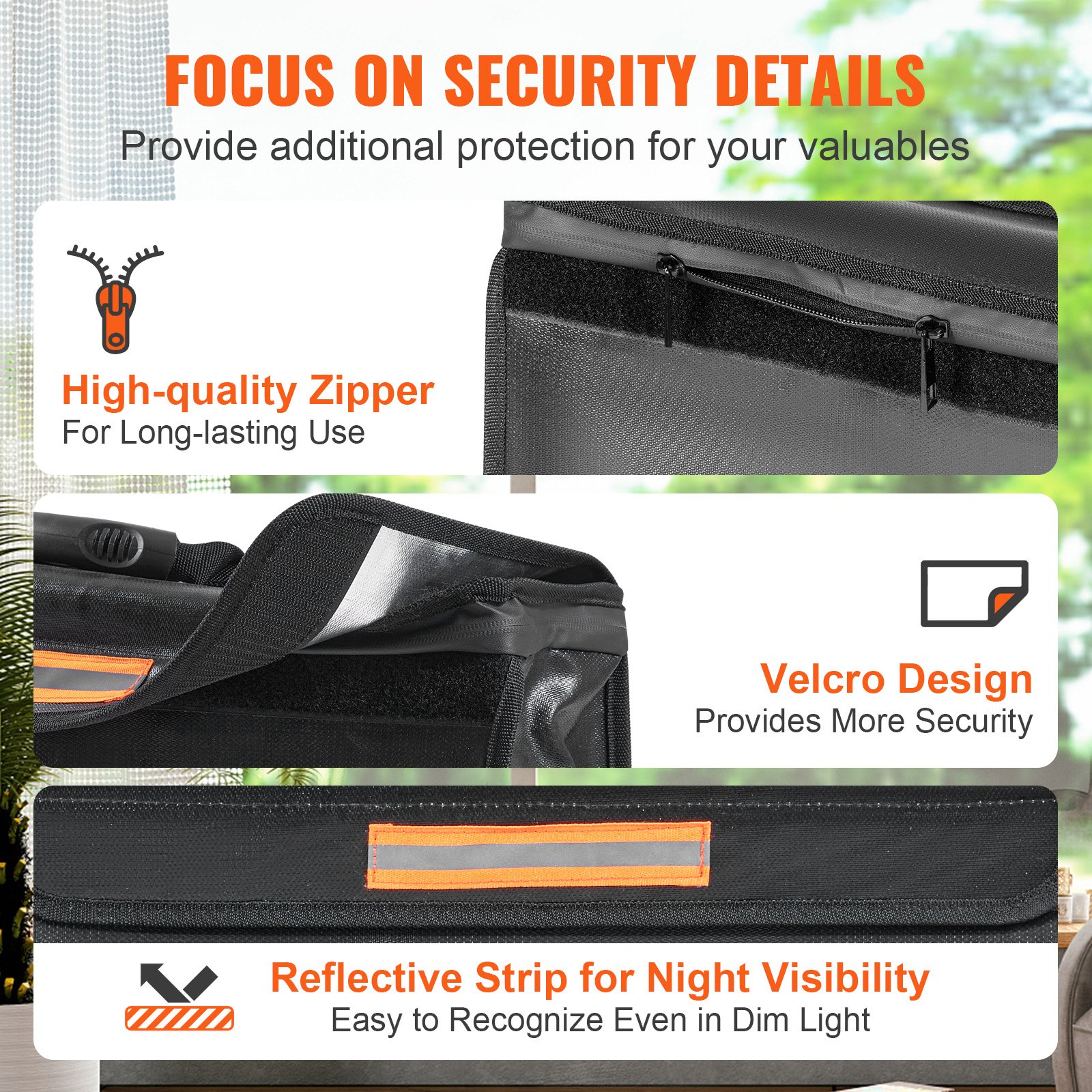 VEVOR Fireproof Waterproof Document Bag 450 x 140 x 315mm, Fireproof Money Bag with Wallet, Large Capacity Briefcase Money Storage Documents/Passport/Bank File/Cash etc.