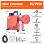 VEVOR 250W pijpreinigingsmachine, 20m x 15,8mm / 4,6m x 9,5mm stalen kabels voor leidingen van 4-10 cm, met 7 snelwisselbare pijpsnijders voor woningen, kantoren en openbare ruimtes.