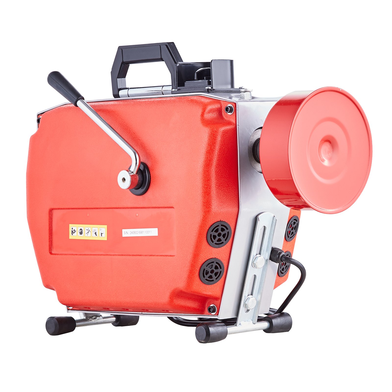 VEVOR 120 FT x 7/8 inch pijpreinigingsmachine, 420 W elektrische pijpreinigingsspiraal met handmatige invoer – met 6 snijbladen, 2 stalen kabels (120' x 7/8" en 18' x 3/8") en CW/CCW-regeling voor pijpen van 1,9" tot 6