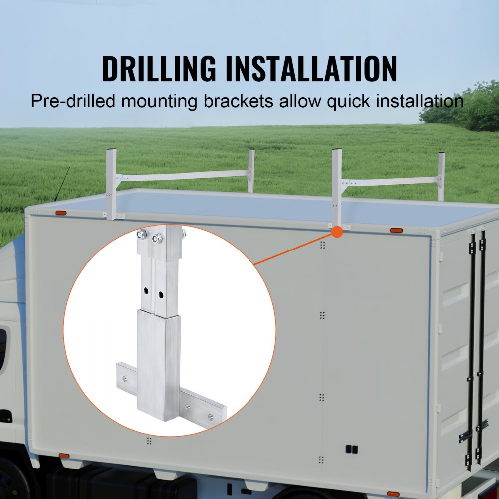VEVOR Dakladderrek Railingrek 2-pack 300-2060 mm Lengte Verstelbare vrachtwagenrek 150-230 mm Hoogte, 181 kg Laadvermogen Vrachtwagenbagagerekken Aluminiumlegering tegen roest, corrosie Dakrek