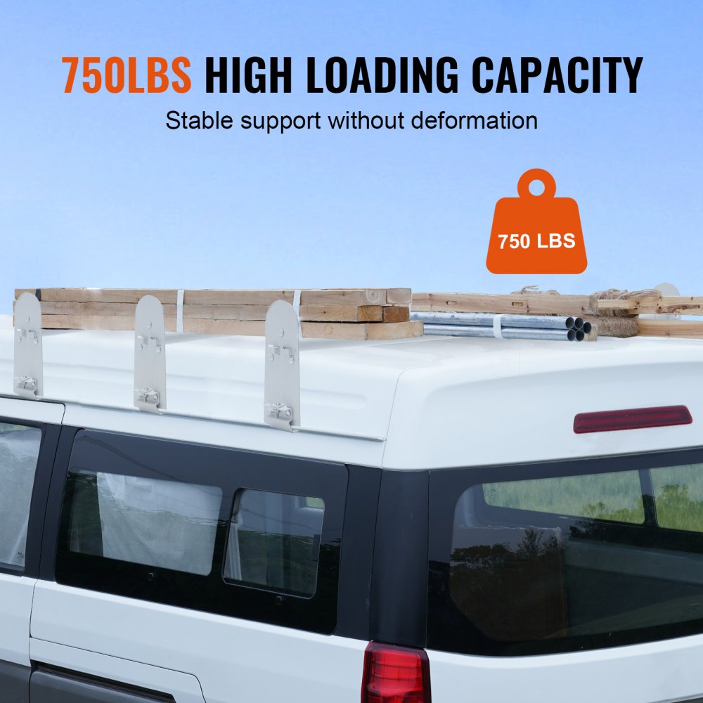 VEVOR Dakladder Rek Railing Rek 3-Pack 1020-1900 mm Lengte Verstelbare Vrachtwagen Rek Dakdrager, 340 kg Laadvermogen Vrachtwagen Bagagedrager Aluminiumlegering Tegen Roest, Corrosie Dakdrager