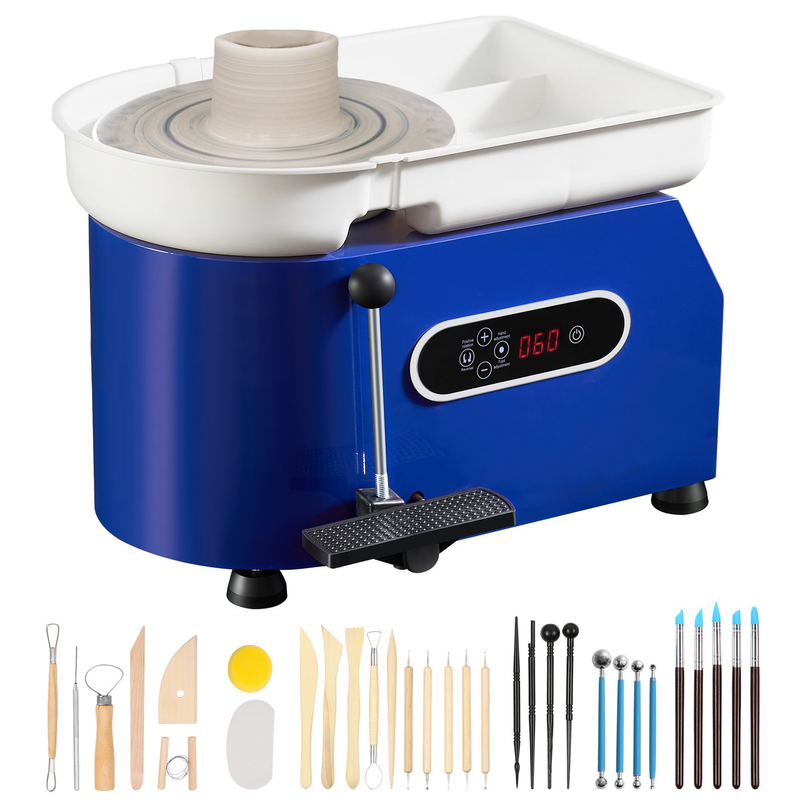 VEVOR Keramiekdraaischijf 450W, Elektrische draaischijf 28 cm 300 tpm, met pedaal en schort, vormmachine, geschikt voor beginners en liefhebbers