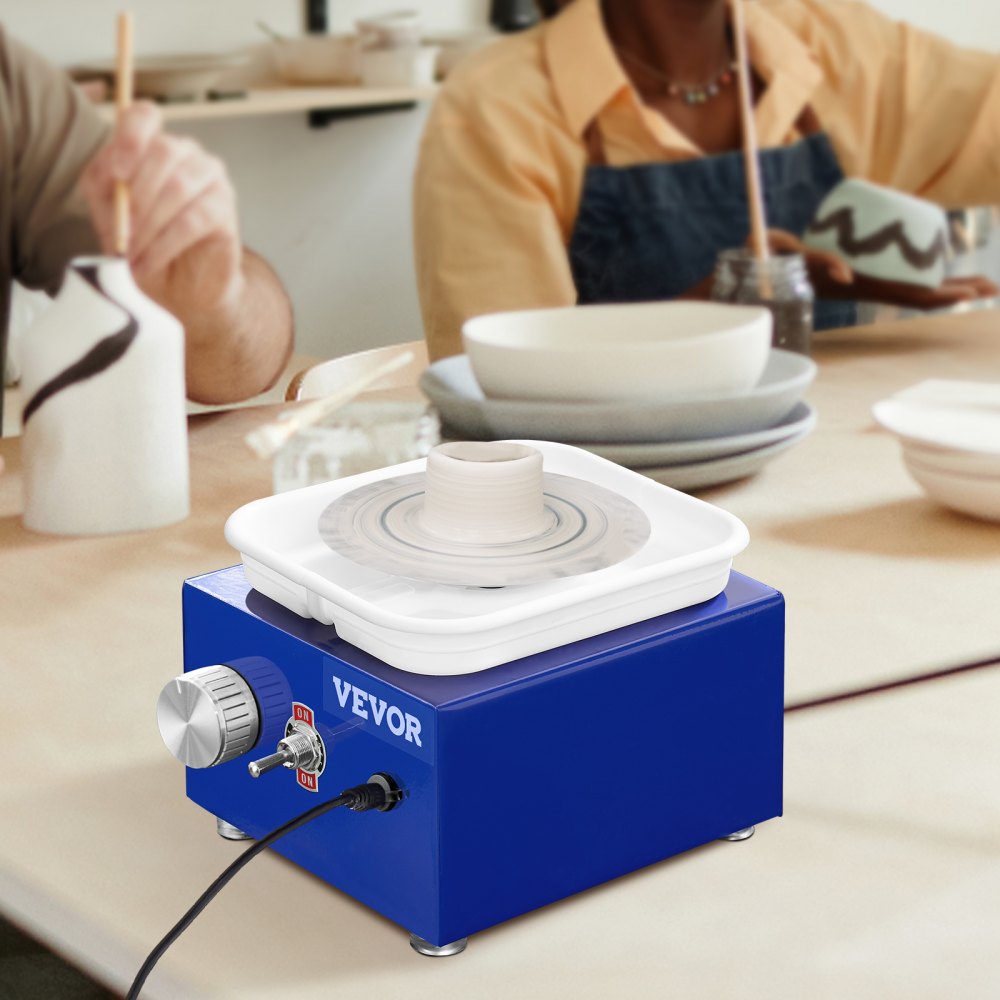 VEVOR Pottenbakkersschijf Keramische Draaischijfmachine 30W, Blauwe Elektrische Pottenbakkersschijfmachine 10cm 300RPM Pottenbakkersschijfmachine, Vormmachine met Schort, Geschikt voor Beginners, Geïnteresseerden, enz.