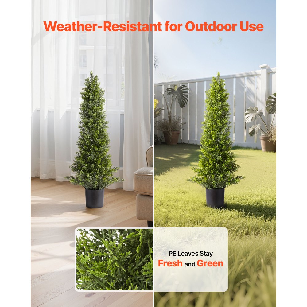 VEVOR Kunstmatige Topiary Cederbomen, Set van 2, 914 mm, Kunstplant, Decoratieve Plant, Eenvoudige Montage voor Decoratie, Veranda, Buitenterras, Tuin, Balkon, Achtertuin, Binnen, Kantoor