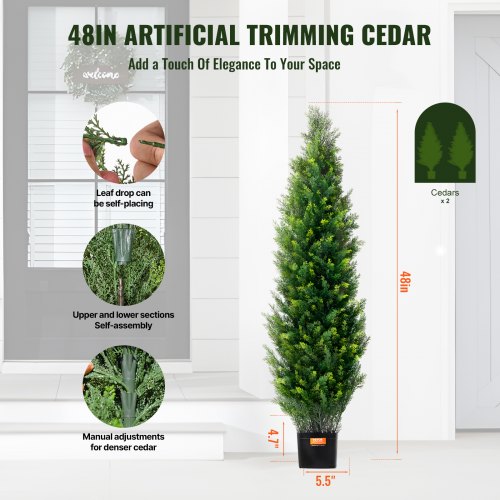 Kunstmatige Topiary Cederboom, 152 cm hoog (2 stuks), met extra bladeren en pot, Kunstmatige Groenblijvende Dennencipres, UV-beschermde Kunstmatige Groenset | NL Kunstmatige Topiary Cederboom, 152 cm hoog (2 stuks), met extra bladeren en pot, Kunstmatige Groenblijvende Dennencipres, UV-beschermde Kunstmatige Groenset | NL