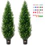 VEVOR 2 Pack 5' Artificial Cedar Topiary Tree Faux Plant UV Decor In/Outdoor