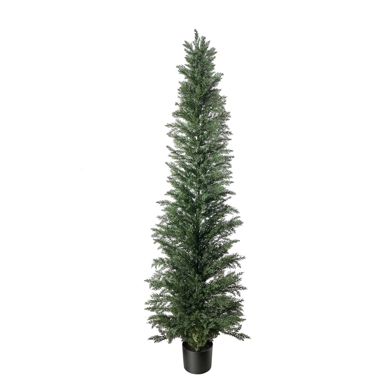 VEVOR Kunstplantenset 2 stuks. Kunstmatige cipressen met PP-pot 2438mm, decoratieve plant voor balkon, kantoor, veranda, terras, tuin, UV-bestendig, groenblijvende kunstboom gemaakt van PE, levensecht, binnen en buiten.