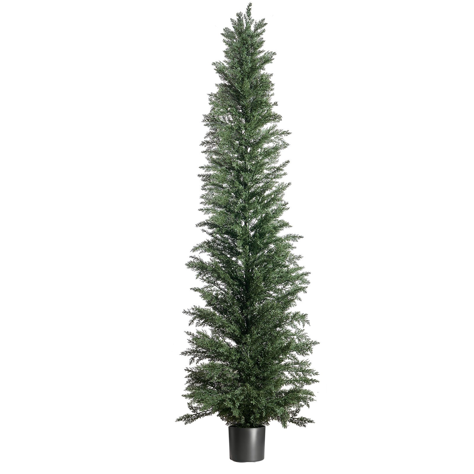 VEVOR Kunstplantenset 2 stuks. Kunstmatige cipressen met PP-pot 2438mm, decoratieve plant voor balkon, kantoor, veranda, terras, tuin, UV-bestendig, groenblijvende kunstboom gemaakt van PE, levensecht, binnen en buiten.