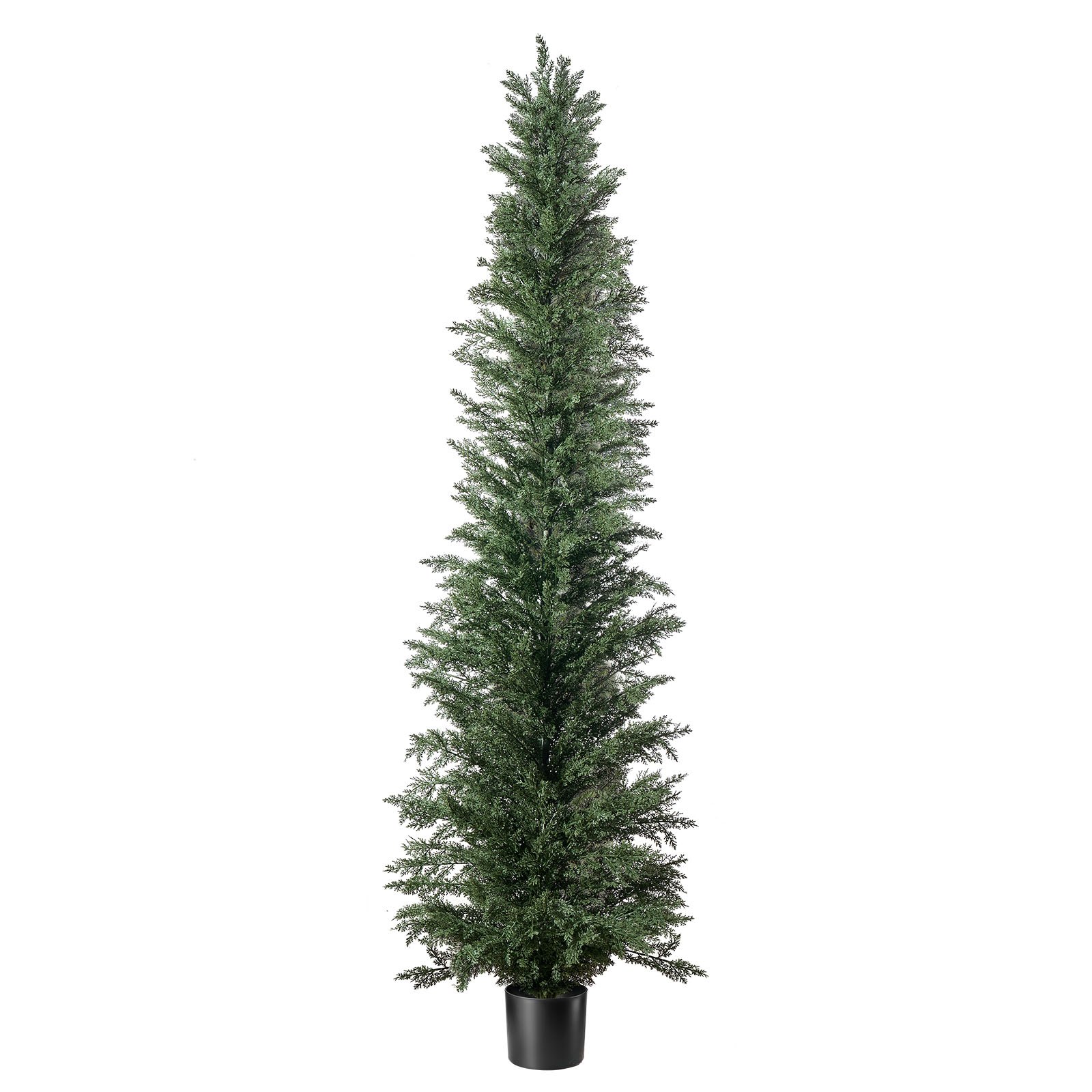 VEVOR Kunstplantenset 2 stuks. Kunstmatige cipressen met PP-pot 2438mm, decoratieve plant voor balkon, kantoor, veranda, terras, tuin, UV-bestendig, groenblijvende kunstboom gemaakt van PE, levensecht, binnen en buiten.