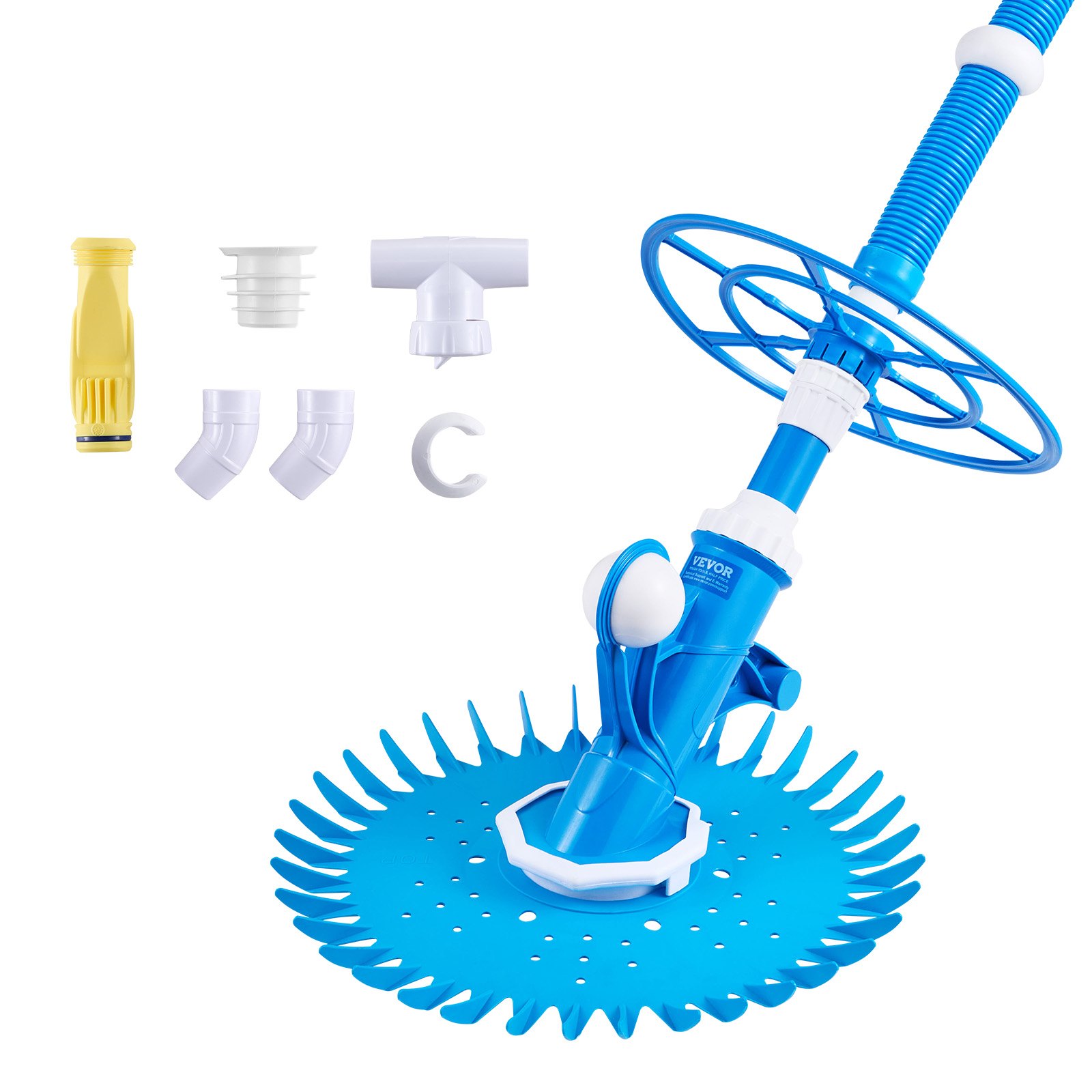 VEVOR Zwembadstofzuiger met zuigfunctie, Zwembadreiniger met zuigzijde, Zwembadveger met 12 slangen, Geschikt voor in- en opbouwzwembaden tot 6,1 x 10,7 m, Blauw