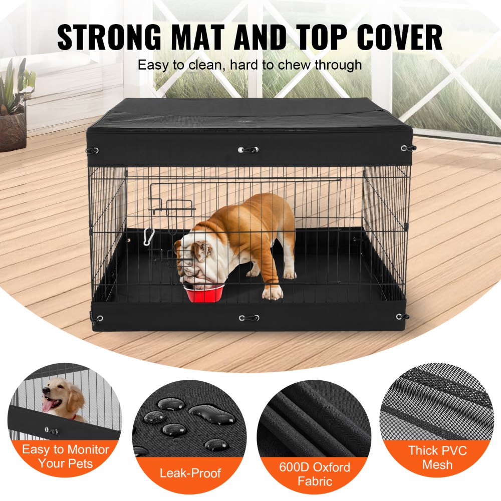 VEVOR Hondenren, 4-pack panelen van 610 x 910 mm, opvouwbare metalen puppyren, hondenhek met deur, bovenklep en vloermat, ren voor honden, katten en andere kleine dieren